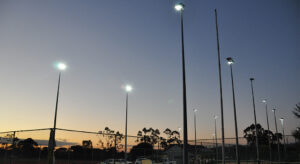 West Tamworth Tennis Club following an LED lighting upgrade with Shine On